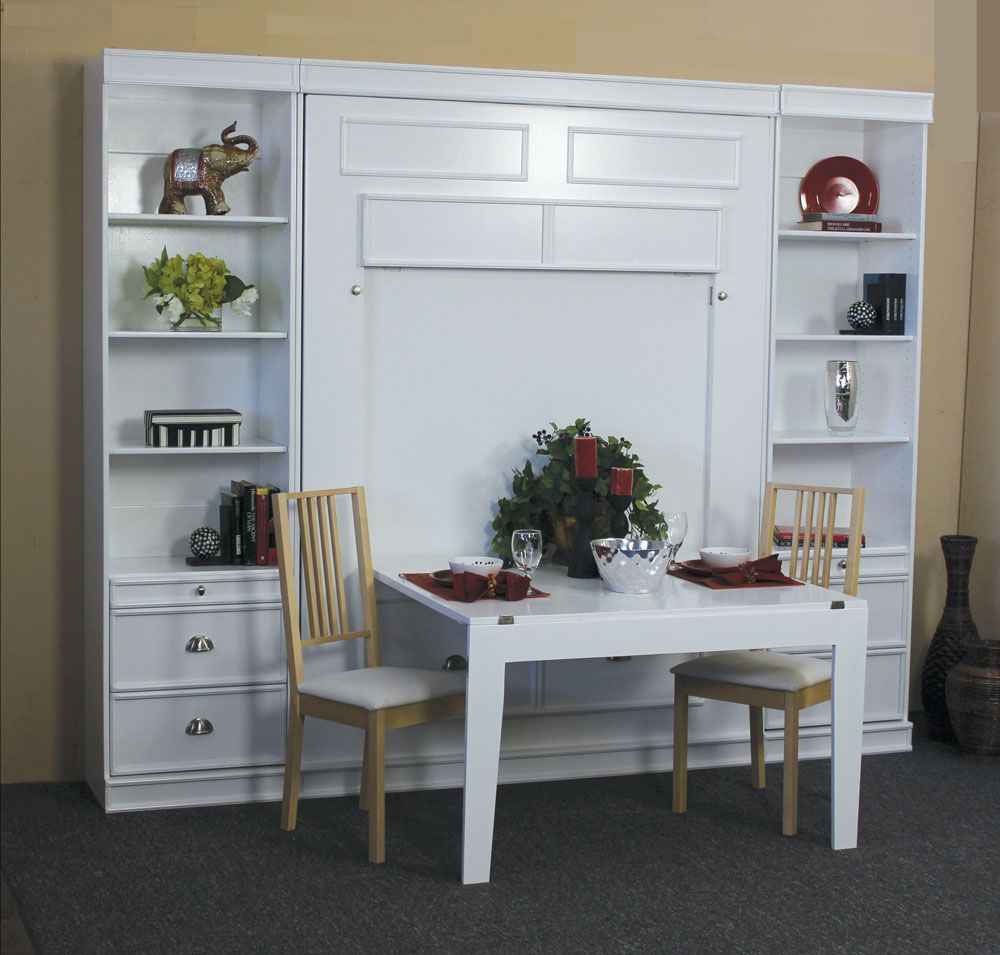 Barrington Table Bed White, dining room table and desk murphy bed