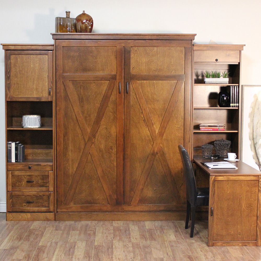 rustic murphy bed with desk