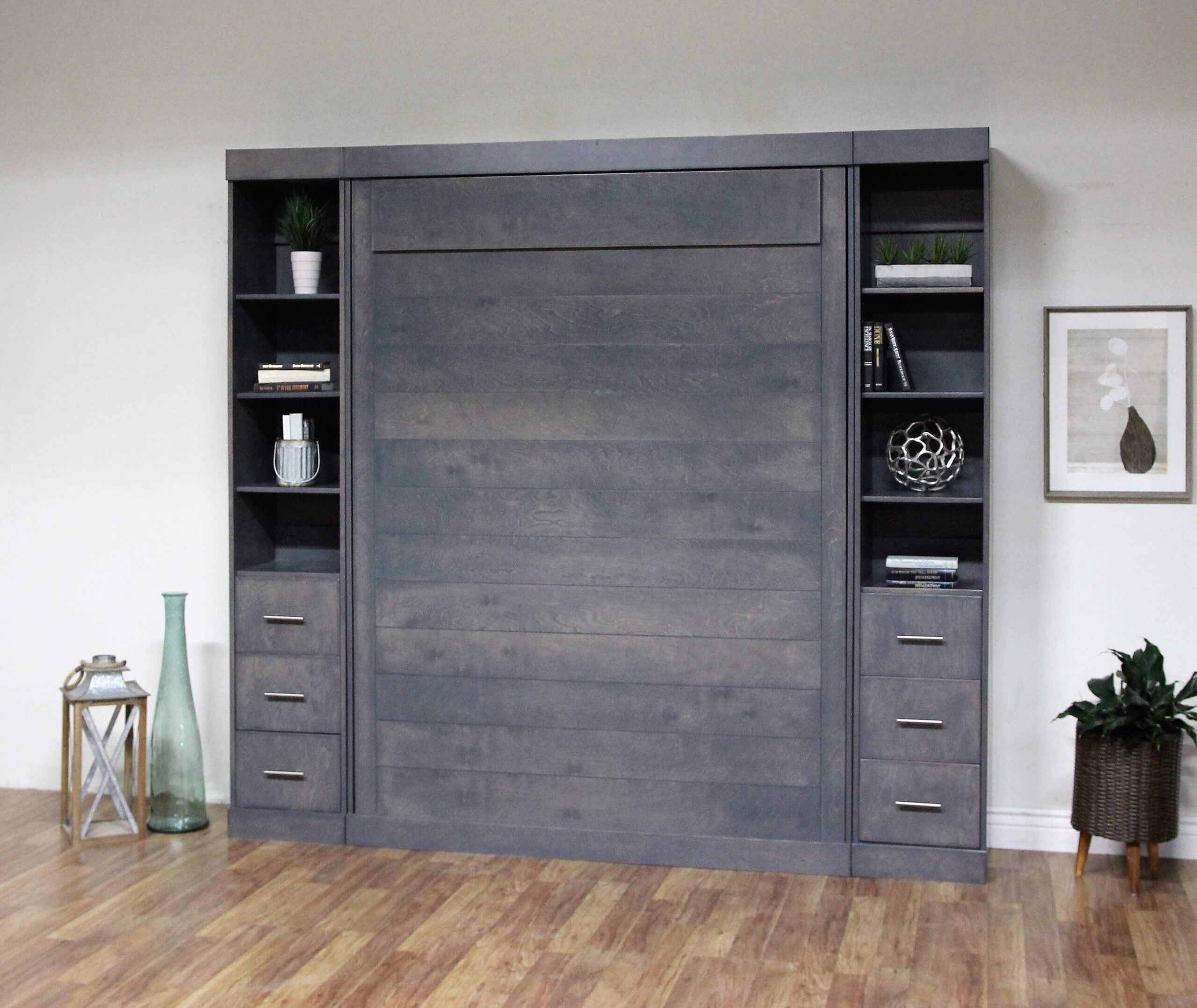 Fallbrook Wallbed Closed with Side Piers in Bark Grey Finish