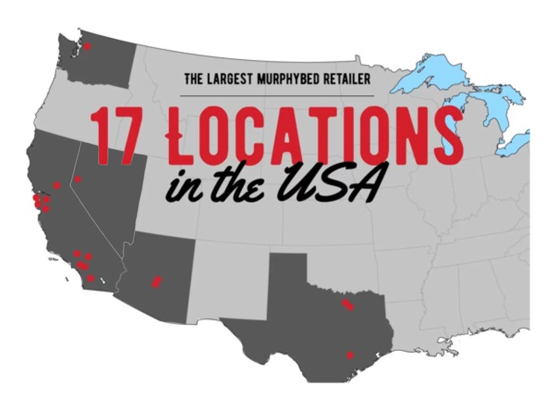 Wallbeds n More 17 Locations USA map