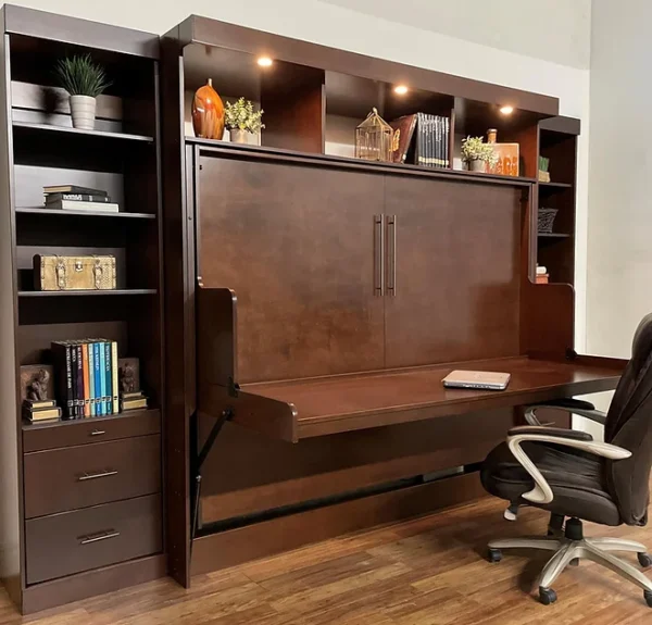 Euro Desk Bed with Hutch - Closed